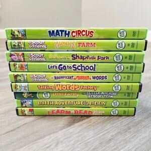 LeapFrog 9 DVD Lot Letter Factory Scout and Friends Math Phonics Learning Bundle
